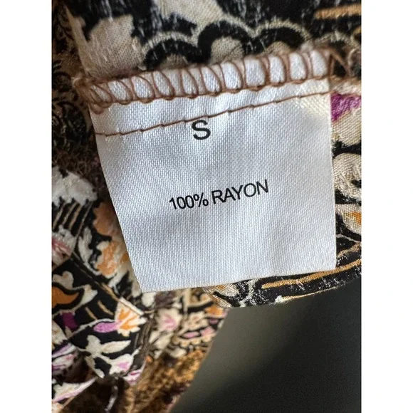 Jane + Delancey Womens S Top Mixed Paisley Floral Pintuck Button Blouse Tunic - Picture 6 of 7